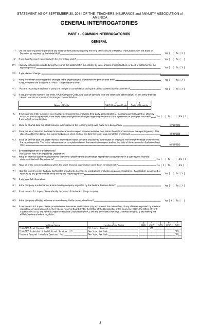 quarterly statement - TIAA-CREF