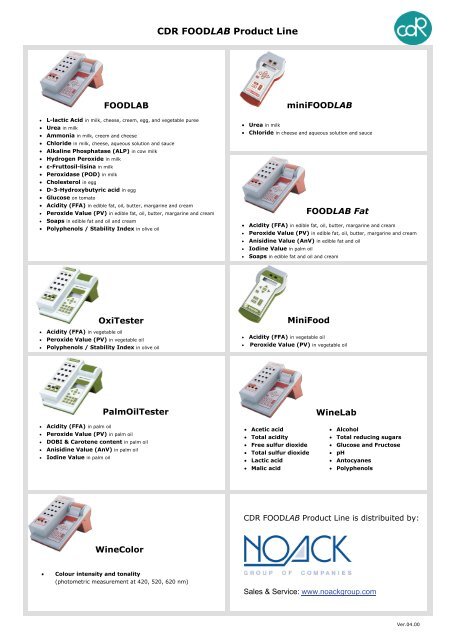 CDR FOODLAB Product Line - NOACK