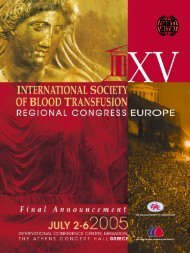 scientific programme - International Society of Blood Transfusion