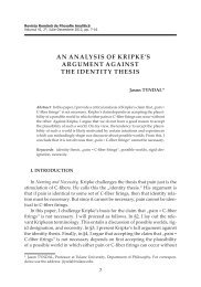 AN ANALYSIS OF KRIpKE'S ARguMENT AgAINST THE IDENTITY ...