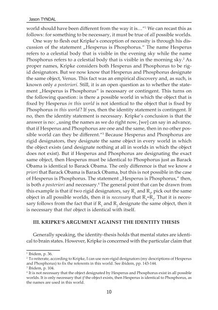 AN ANALYSIS OF KRIpKE'S ARguMENT AgAINST THE IDENTITY ...
