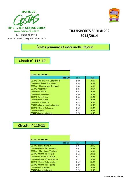 Ecoles maternelles et primaires de la commune - Mairie de Cestas