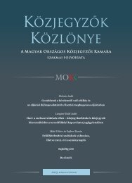 KÃ¶zjegyzÅk kÃ¶zlÃ¶nye 2013. 2. szÃ¡m - Magyar OrszÃ¡gos KÃ¶zjegyzÅi ...