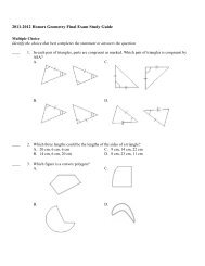 2011-2012 Honors Geometry Final Exam Study Guide