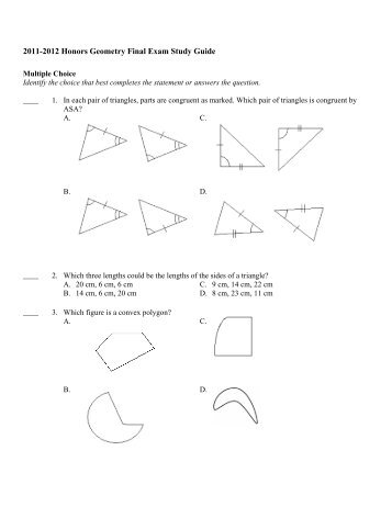 2011-2012 Honors Geometry Final Exam Study Guide