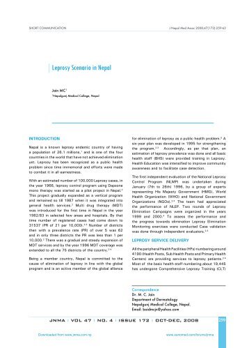 Leprosy Scenario in Nepal - Journal of Nepal Medical Association