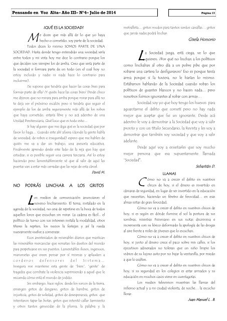 CENS N°24– PENAL DE DEVOTO– MOD. 2 y 5– Año III– N° 4-Julio de 2014