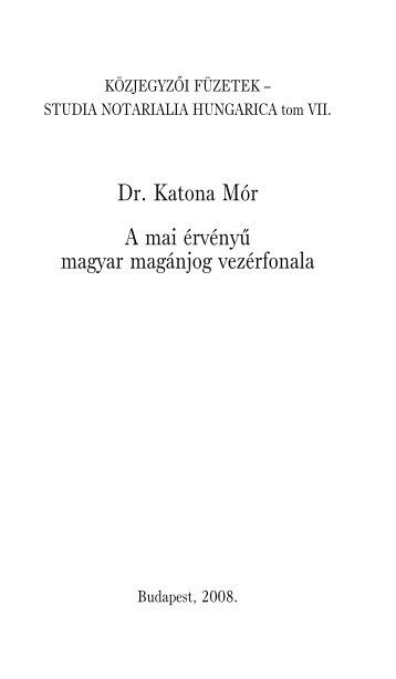 Dr. Katona MÃ³r - Magyar OrszÃ¡gos KÃ¶zjegyzÅi Kamara