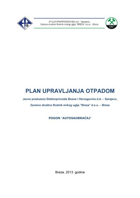 plan upravljanja otpadom - Federalno ministarstvo okoliÅ¡a i turizma