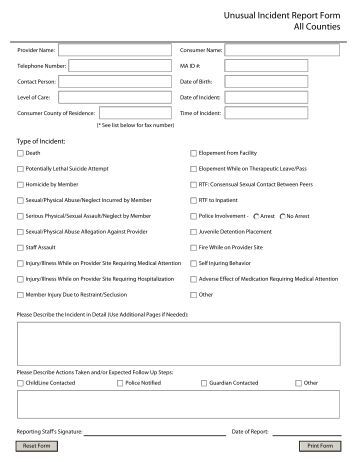 workplace violence incident report note in warren unusual incident injury report