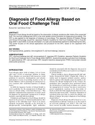 Diagnosis of Food Allergy Based on Oral Food Challenge Test