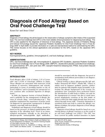 Diagnosis of Food Allergy Based on Oral Food Challenge Test