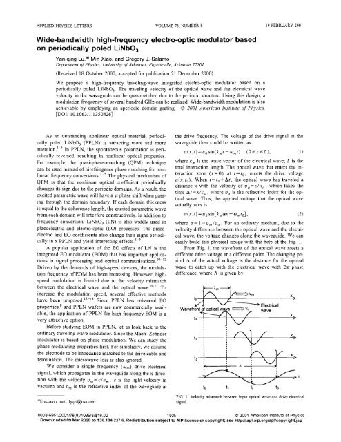 Three - University of Arkansas Physics Department