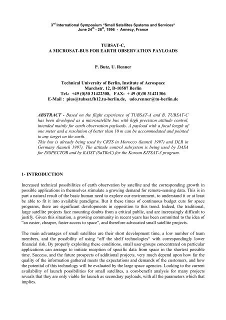 tubsat-c, a microsat-bus for earth observation - Vectronic Aerospace ...