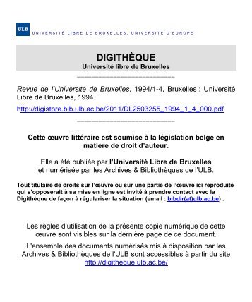 DIGITHÈQUE - Université Libre de Bruxelles