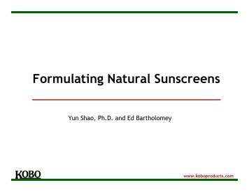Formulating Natural Sunscreens - Kobo Products Inc.
