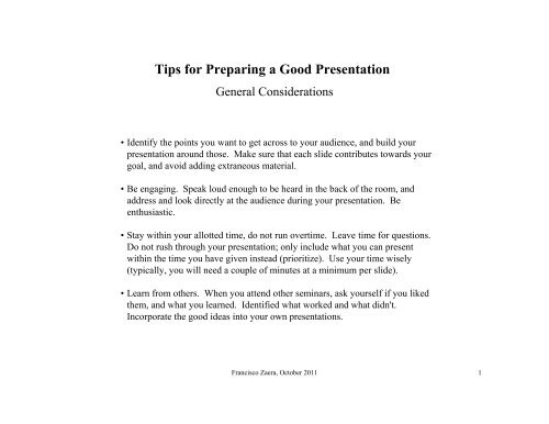 Tips for Preparing a Good Presentation