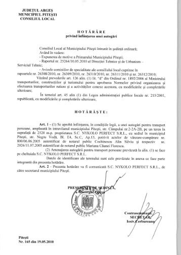 HCL 165-privind infiintarea unei autogari.pdf - PrimÄria Municipiului ...