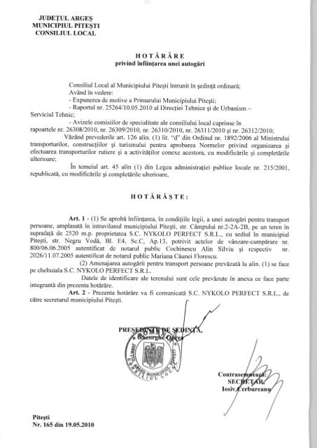 HCL 165-privind infiintarea unei autogari.pdf - PrimÄria Municipiului ...