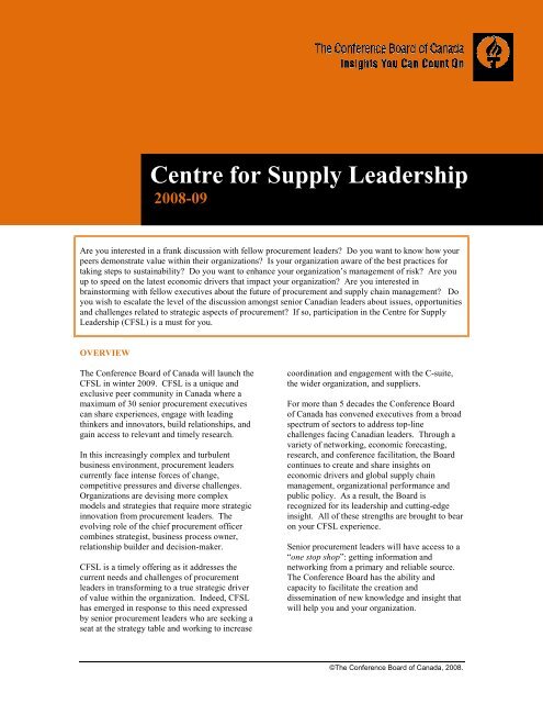 CFSL- Centre for Supply Chain Leadership - Value Proposition ...