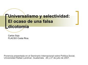 Universalismo y selectividad - Universidad Rafael Landívar
