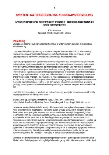 svikten i naturgeografisk kunnskapsformidling - Geofysisk institutt ...