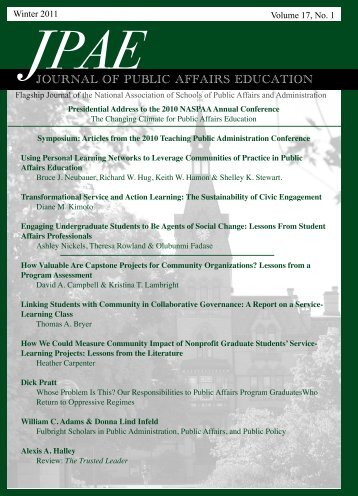 JOURNAL OF PUBLIC AFFAIRS EDUCATION - Naspaa