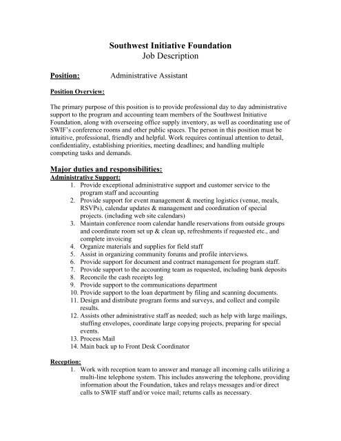 View complete job description. - Southwest Initiative Foundation