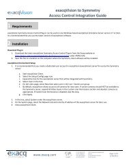 exacqVision to Symmetry Access Control Integration Guide