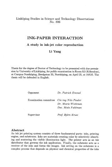 INK-PAPER INTERACTION