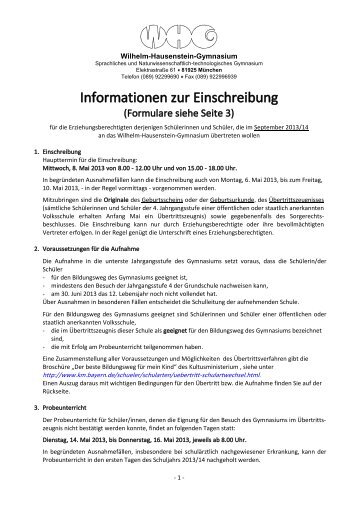 Informationen zur Einschreibung - Wilhelm-Hausenstein-Gymnasium