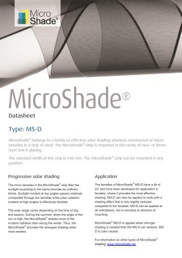 Type: MS-D - MicroShadeâ¢ Solar shading solar control sun protection