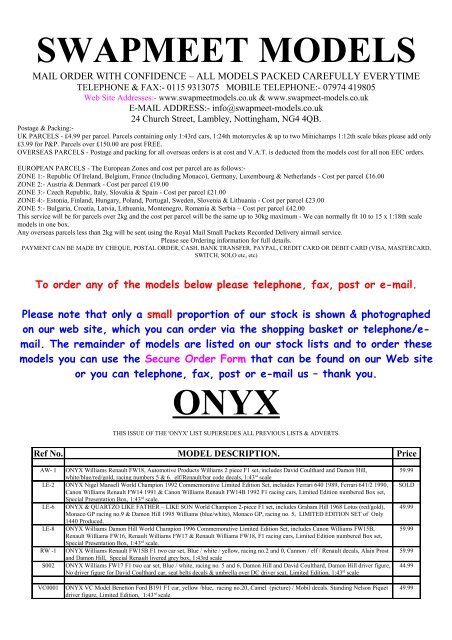 onyx formula 1 models