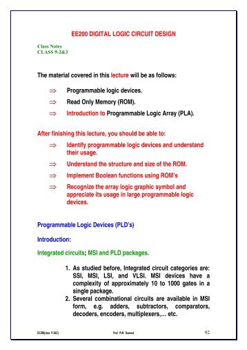 EE200 DIGITAL LOGIC CIRCUIT DESIGN - KFUPM Open Courseware