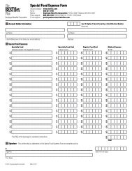 Specialty Food Expense Reimbursement