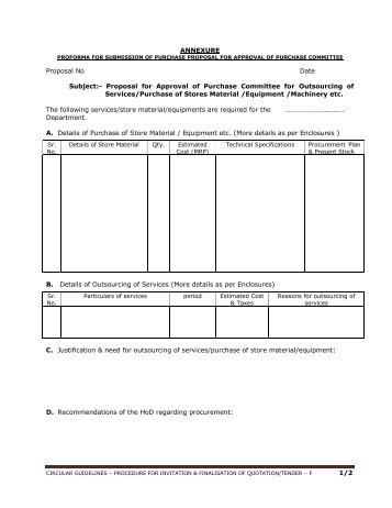 Proforma For The Approval Of Proposal By The Purchase Committee