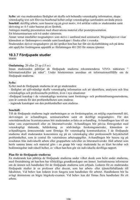 Opinto-opas 2005-2006 - ElÃ¤inlÃ¤Ã¤ketieteellinen tiedekunta - Helsinki.fi