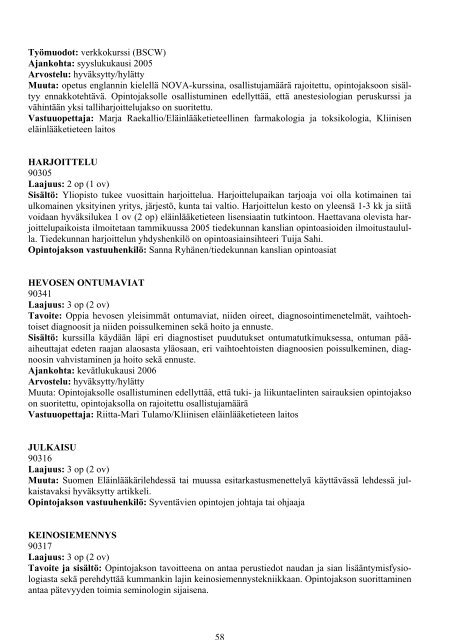 Opinto-opas 2005-2006 - ElÃ¤inlÃ¤Ã¤ketieteellinen tiedekunta - Helsinki.fi