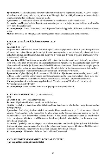 Opinto-opas 2005-2006 - ElÃ¤inlÃ¤Ã¤ketieteellinen tiedekunta - Helsinki.fi