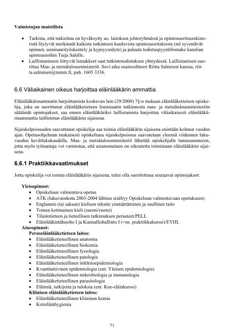 Opinto-opas 2005-2006 - ElÃ¤inlÃ¤Ã¤ketieteellinen tiedekunta - Helsinki.fi