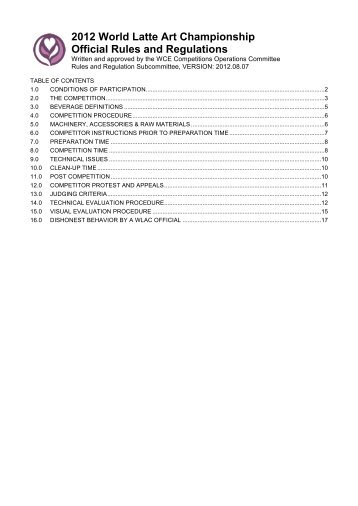 2012 World Latte Art Championship Official Rules and ... - Dalla Corte