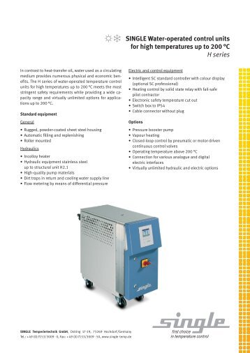 Data sheet of the H series - SINGLE Temperiertechnik GmbH