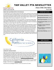 TAM VALLEY PTA NEWSLETTER - Mill Valley School District