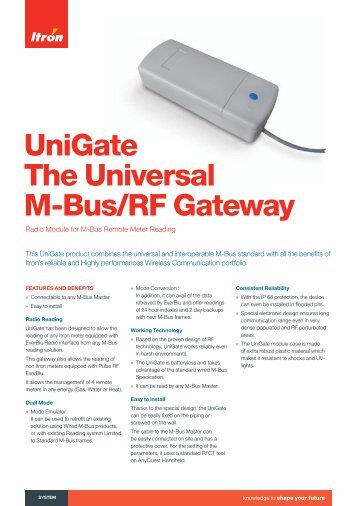 UniGate The Universal M-Bus/RF Gateway - Itron