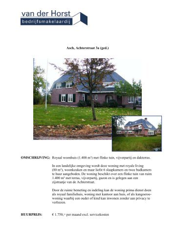 Download de brochure - Van der Horst Makelaardij
