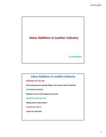Value Addition in Leather Industry - B. Ramalingam - CLRI