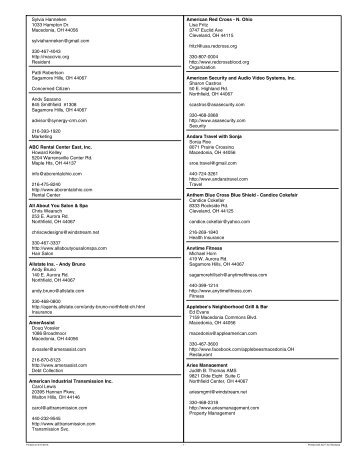 %ShortProductName Address Book - Nordonia Hills Chamber of ...