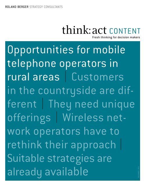 opportunities for mobile telephone operators in rural areas ...