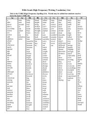 Fifth Grade High Frequency Writing Vocabulary List - puetechnology