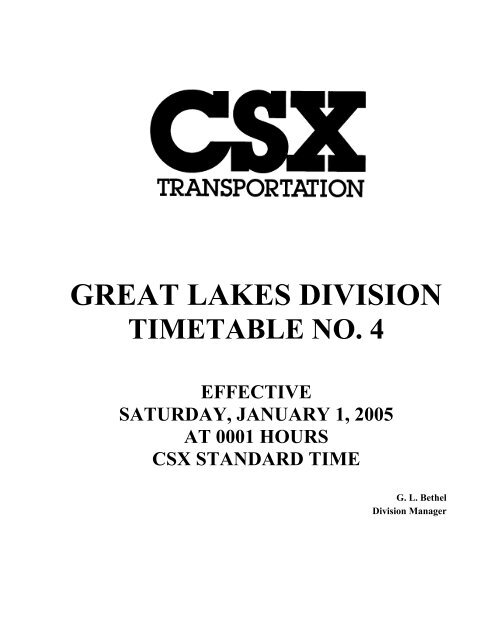 Csx Great Lakes Div Ett 4 1 1 2005 Pdf Multimodalways